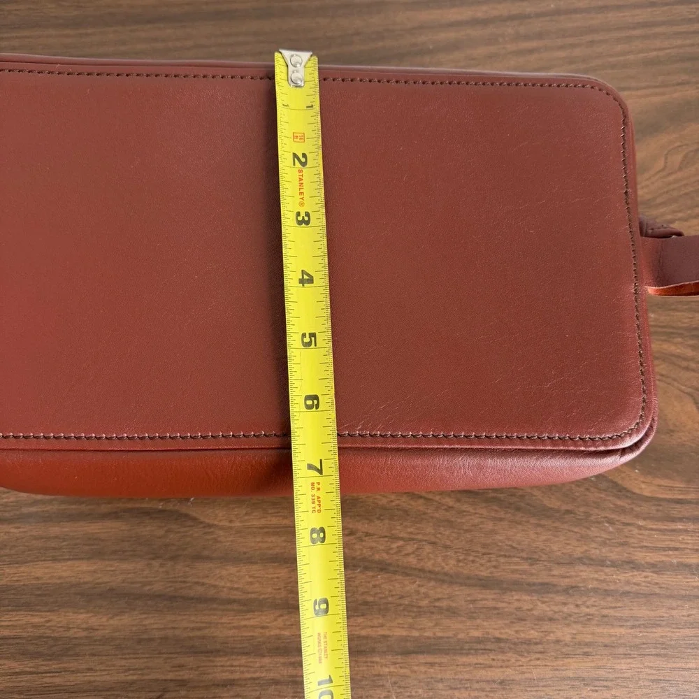 Vintage Brown Leather Zippered Travel Toiletry Dopp Bag Tan Lined Sheldon USA
